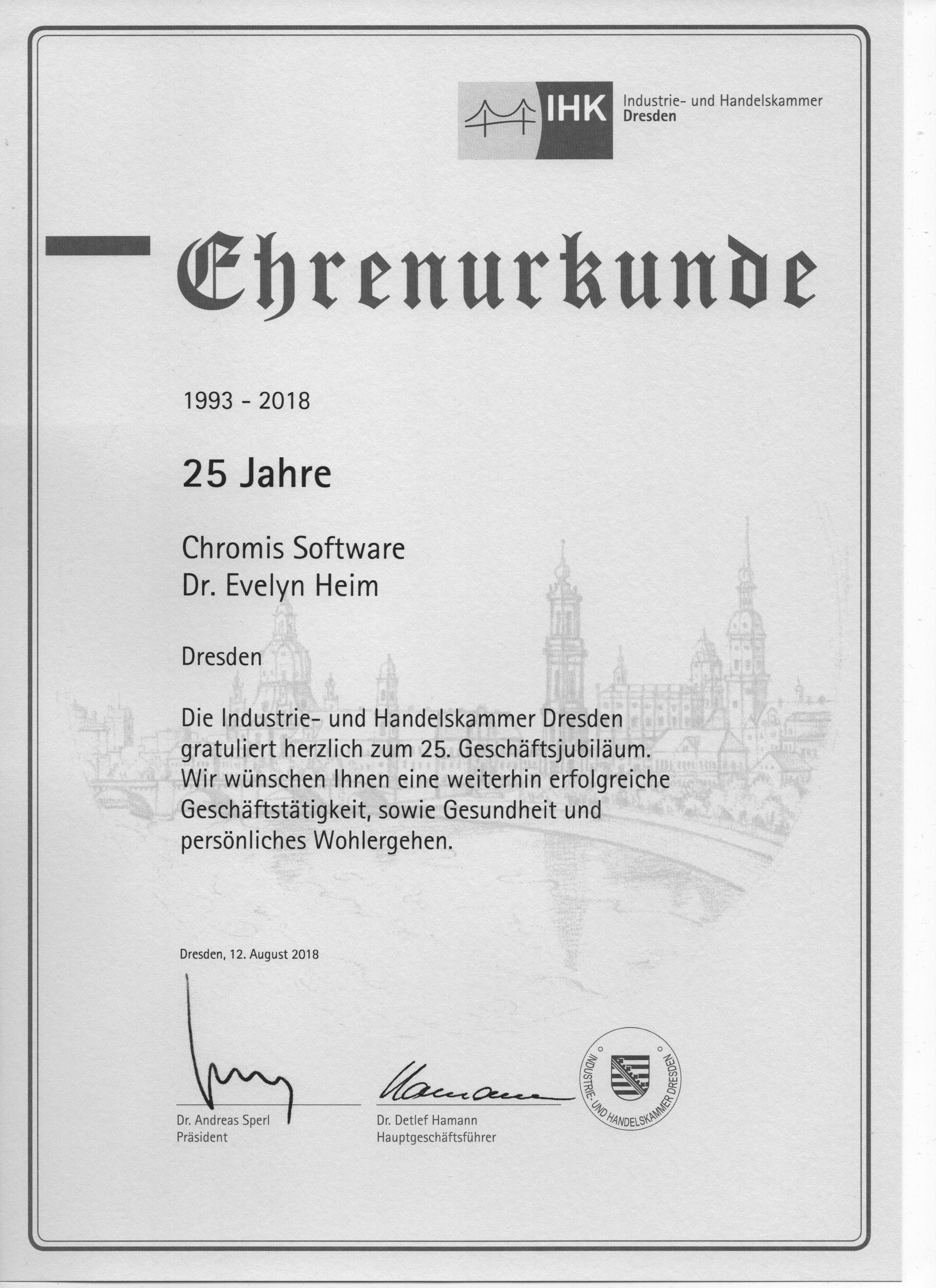 Ehrenurkunde der IHK